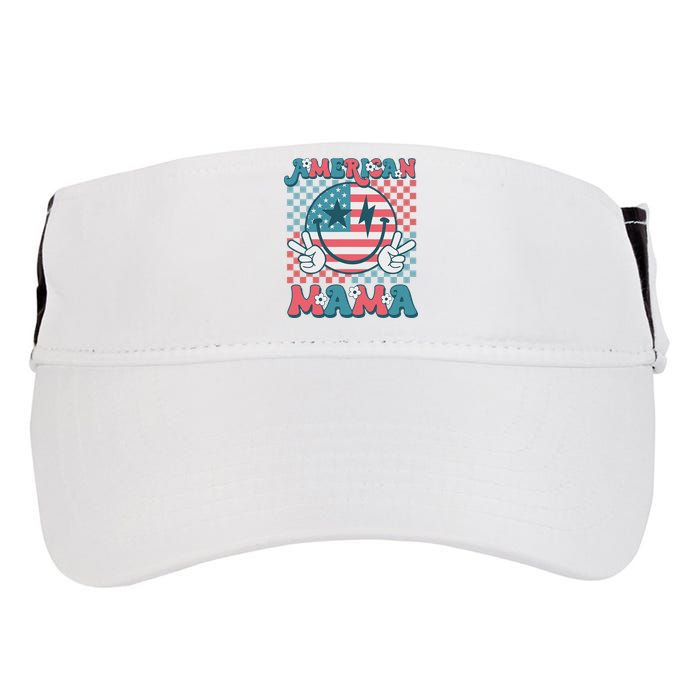 Retro Groovy Fourth 4th Of July Smile For Mom American Mama Adult Drive Performance Visor
