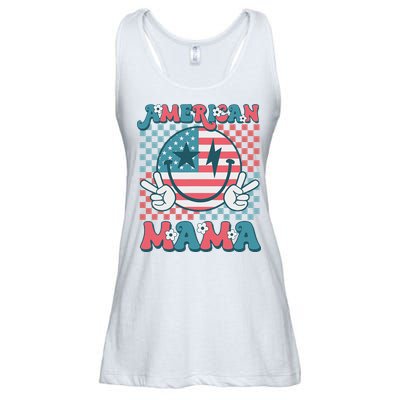 Retro Groovy Fourth 4th Of July Smile For Mom American Mama Ladies Essential Flowy Tank