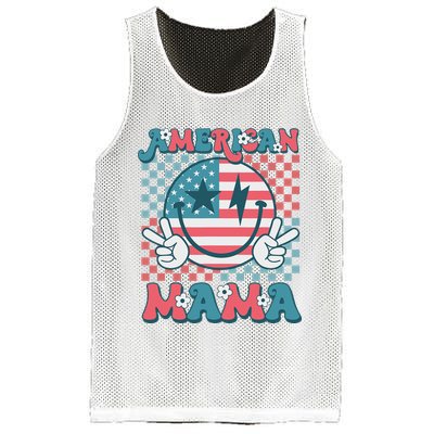 Retro Groovy Fourth 4th Of July Smile For Mom American Mama Mesh Reversible Basketball Jersey Tank