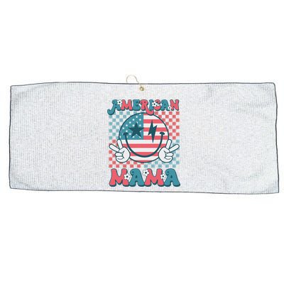 Retro Groovy Fourth 4th Of July Smile For Mom American Mama Large Microfiber Waffle Golf Towel