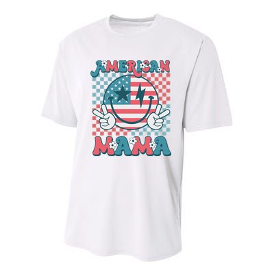 Retro Groovy Fourth 4th Of July Smile For Mom American Mama Youth Performance Sprint T-Shirt