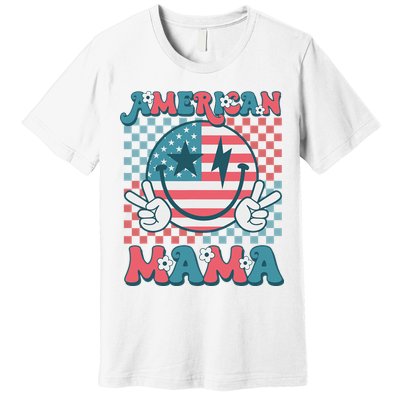 Retro Groovy Fourth 4th Of July Smile For Mom American Mama Premium T-Shirt