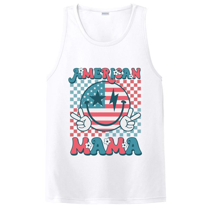 Retro Groovy Fourth 4th Of July Smile For Mom American Mama PosiCharge Competitor Tank