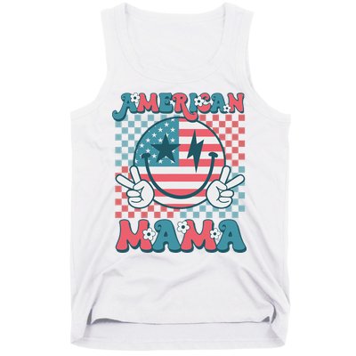 Retro Groovy Fourth 4th Of July Smile For Mom American Mama Tank Top