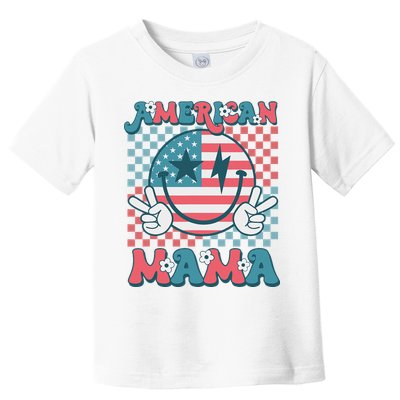 Retro Groovy Fourth 4th Of July Smile For Mom American Mama Toddler T-Shirt