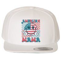 Retro Groovy Fourth 4th Of July Smile For Mom American Mama Wool Snapback Cap