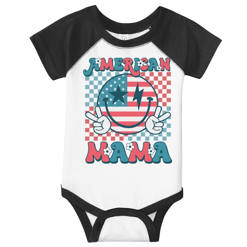 Retro Groovy Fourth 4th Of July Smile For Mom American Mama Infant Baby Jersey Bodysuit