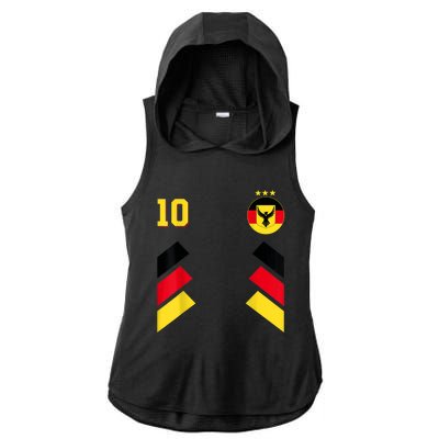 Retro10 German Football Germany Soccer Germany Flag Ladies PosiCharge Tri-Blend Wicking Draft Hoodie Tank