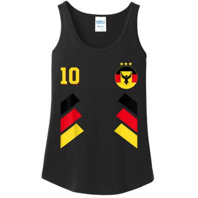 Retro10 German Football Germany Soccer Germany Flag Ladies Essential Tank