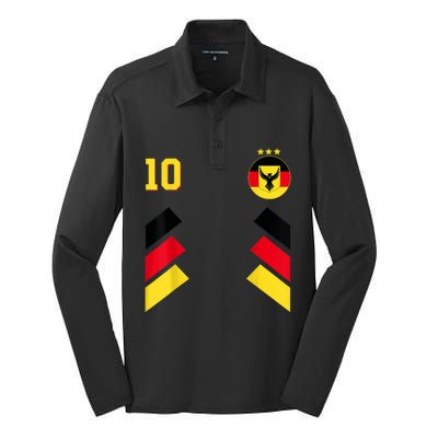 Retro10 German Football Germany Soccer Germany Flag Silk Touch Performance Long Sleeve Polo