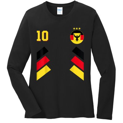 Retro10 German Football Germany Soccer Germany Flag Ladies Long Sleeve Shirt