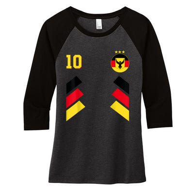 Retro10 German Football Germany Soccer Germany Flag Women's Tri-Blend 3/4-Sleeve Raglan Shirt