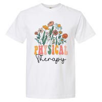 Retro Groovy Floral Physical Therapy Wildflower Garment-Dyed Heavyweight T-Shirt