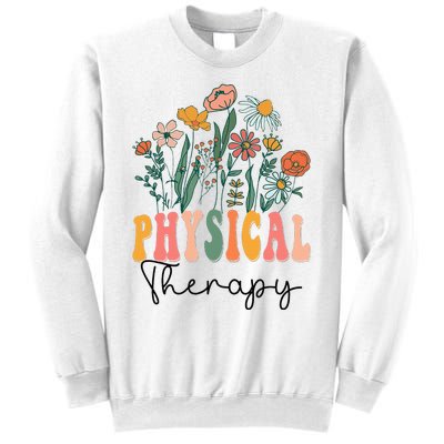 Retro Groovy Floral Physical Therapy Wildflower Sweatshirt