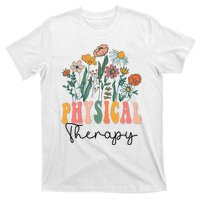 Retro Groovy Floral Physical Therapy Wildflower T-Shirt