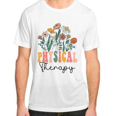 Retro Groovy Floral Physical Therapy Wildflower Adult ChromaSoft Performance T-Shirt