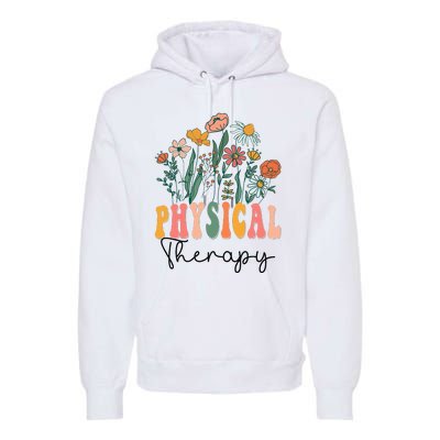 Retro Groovy Floral Physical Therapy Wildflower Premium Hoodie