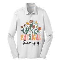 Retro Groovy Floral Physical Therapy Wildflower Silk Touch Performance Long Sleeve Polo