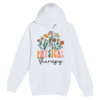 Retro Groovy Floral Physical Therapy Wildflower Premium Pullover Hoodie