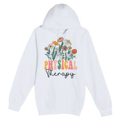 Retro Groovy Floral Physical Therapy Wildflower Premium Pullover Hoodie