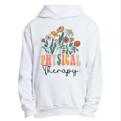 Retro Groovy Floral Physical Therapy Wildflower Urban Pullover Hoodie