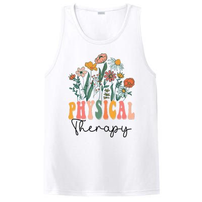 Retro Groovy Floral Physical Therapy Wildflower PosiCharge Competitor Tank