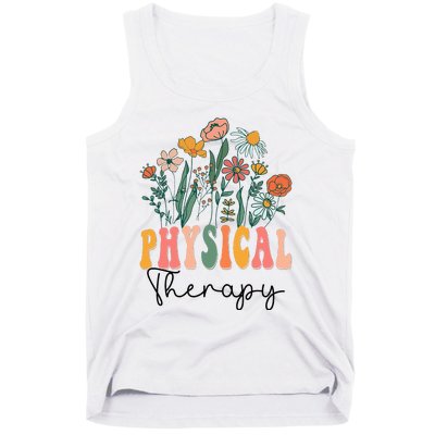 Retro Groovy Floral Physical Therapy Wildflower Tank Top