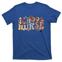 Retro Groovy Floral School Nurse Appreciation Back To School T-Shirt