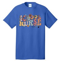 Retro Groovy Floral School Nurse Appreciation Back To School Tall T-Shirt