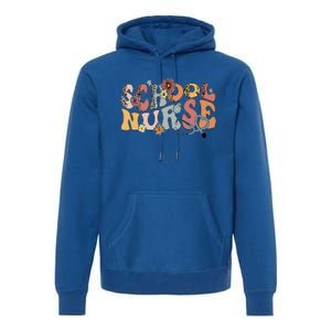 Retro Groovy Floral School Nurse Appreciation Back To School Premium Hoodie