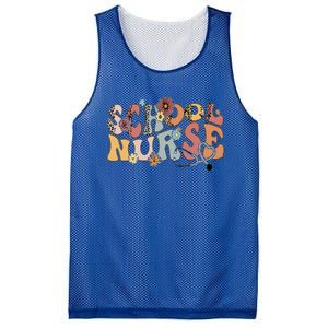 Retro Groovy Floral School Nurse Appreciation Back To School Mesh Reversible Basketball Jersey Tank