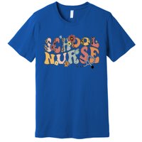 Retro Groovy Floral School Nurse Appreciation Back To School Premium T-Shirt