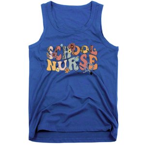 Retro Groovy Floral School Nurse Appreciation Back To School Tank Top