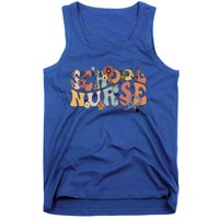 Retro Groovy Floral School Nurse Appreciation Back To School Tank Top