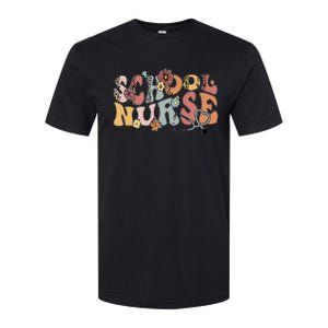 Retro Groovy Floral School Nurse Appreciation Back To School Softstyle CVC T-Shirt