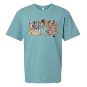 Retro Groovy Floral School Nurse Appreciation Back To School Sueded Cloud Jersey T-Shirt