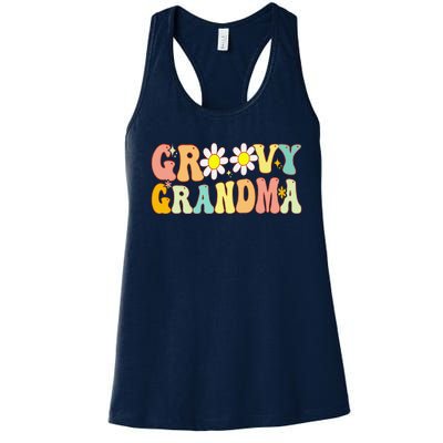 Retro Groovy Grandma Birthday Matching Family Mother's Day Women's Racerback Tank