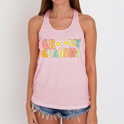 Retro Groovy Grandma Birthday Matching Family Mother's Day Women's Knotted Racerback Tank