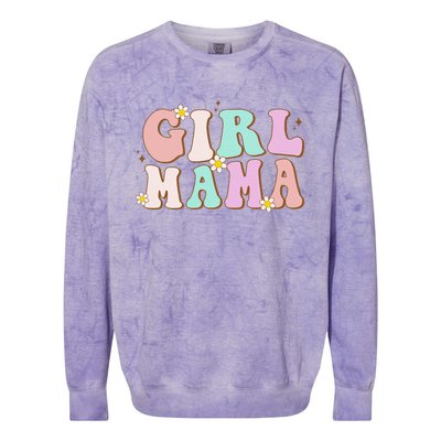 Retro Groovy Girl Mama Funny MotherS Day For Mom Of Girl Colorblast Crewneck Sweatshirt