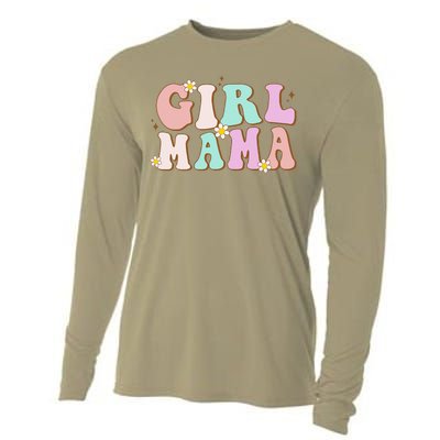 Retro Groovy Girl Mama Funny MotherS Day For Mom Of Girl Cooling Performance Long Sleeve Crew