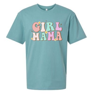 Retro Groovy Girl Mama Funny MotherS Day For Mom Of Girl Sueded Cloud Jersey T-Shirt