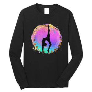 Rainbow Gymnastics Girl Women Gymnasts Handstand Athlete Long Sleeve Shirt