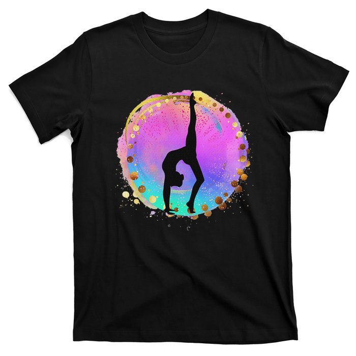 Rainbow Gymnastics Girl Women Gymnasts Handstand Athlete T-Shirt