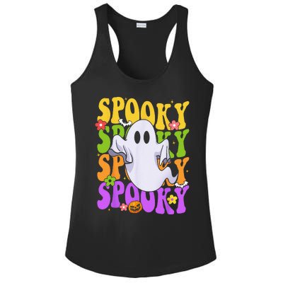 Retro Groovy Ghost Halloween Costume SPOOKY VIBES Ladies PosiCharge Competitor Racerback Tank