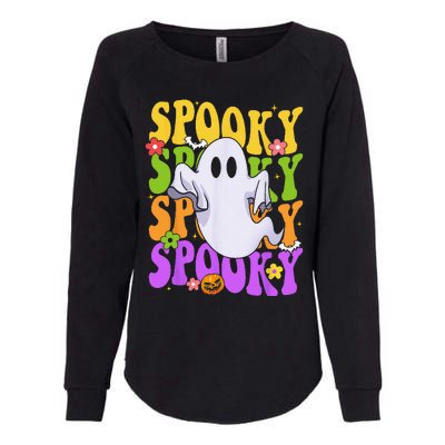 Retro Groovy Ghost Halloween Costume SPOOKY VIBES Womens California Wash Sweatshirt