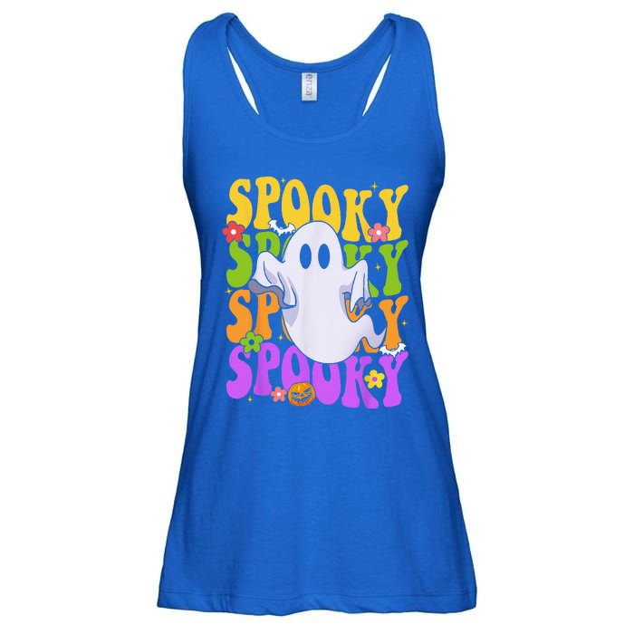 Retro Groovy Ghost Halloween Costume SPOOKY VIBES Ladies Essential Flowy Tank