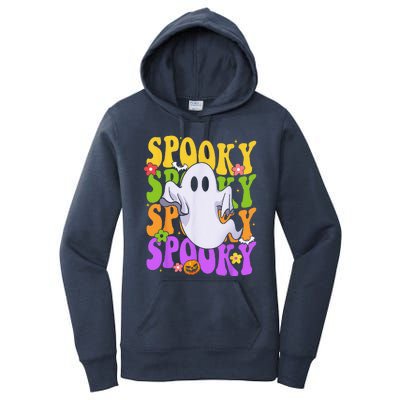 Retro Groovy Ghost Halloween Costume SPOOKY VIBES Women's Pullover Hoodie