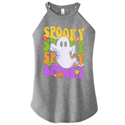 Retro Groovy Ghost Halloween Costume SPOOKY VIBES Women's Perfect Tri Rocker Tank