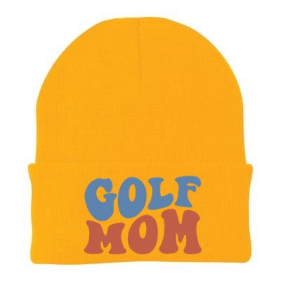 Retro Groovy Golf Mom Mothers Day 70s Boho Wavy Funny Gift Knit Cap Winter Beanie