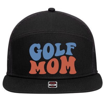 Retro Groovy Golf Mom Mothers Day 70s Boho Wavy Funny Gift 7 Panel Mesh Trucker Snapback Hat